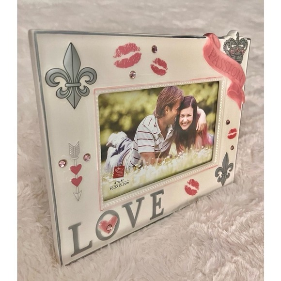 Love Passion Crown Ceramic Picture Frame 4x6 Photo Romantic Home Decor - Picture 3 of 5